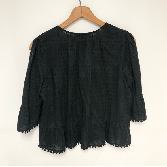 Madewell Black Peekaboo Pom Pom Blouse - Picture 11 of 13